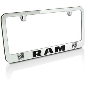 Elite Automotive Products -Dodge RAM Dual Logos Chrome Metal License Plate Frame