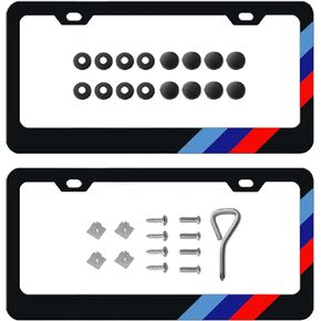 2 Pack Newest Tri-Color Sport License Plate Frame, Aluminum Alloy 3 Color License Plate Cover Holder Compatible for All BMW License Plates. (M 3 Color Sport)