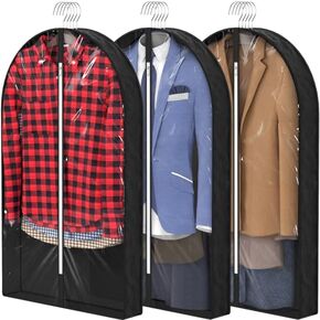 40" Garment Bags for Hanging Clothes Storage, Clear Suits Covers with 4" Gussetes for Traveling, Plastic Protector for Coat, Jacket, Sweater, Shirts, 5 Packs