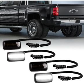 4Pcs White LED Fender Side Marker Light Rear Bed side marker Lamp Compatible for 2015-2020 Chevy Silverado, GMC Sierra 2500HD 3500HD Rear Wheel Fender Replace OEM LED Sidemarker Lamps