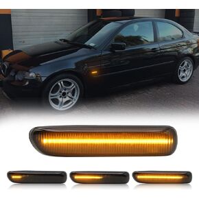 Front Sequential LED Side Marker Light Replacement for X3 F25 2009-2014, X5 E70 2006-2010, X6 E71 2007-2014, Smoked Lens Dynamic Flash Turn Signal Indicator Marker Lamp Assembly