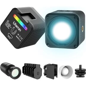 ULANZI L3 RGB LED Video Light, Waterproof Camera Lighting Kit 2700K-7000K Mini Cube COB Light Dimmable Fill Magnetic Photography Light with Fresnel Lens Cold Shoe for Smartphone,Action,DSLR Camera