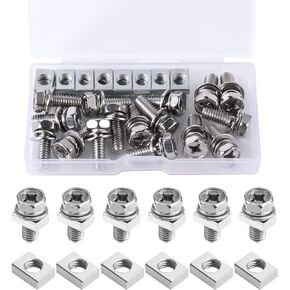 16 sets Motorcycle Battery Bolts and Nuts, Battery Terminal Bolts and Nuts for ATV Scooter DIY Projects, Stainless Steel Motorcycle Battery Screws and Nuts