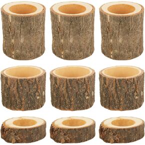 9PCS Wooden Tea Light Candle Holders, 1In 1.7In 2.7In Wooden Personalized Tealight Holder, Votive Candle Holders for Home, Wedding, Prayers and Various Festivals Decoration in Saudi Arabia