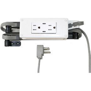 Compact in-Drawer Outlet (2) USB- C Ports (2) 15 Amp Charging Drawer Power Strip Plugs with Cord MGT. Arm