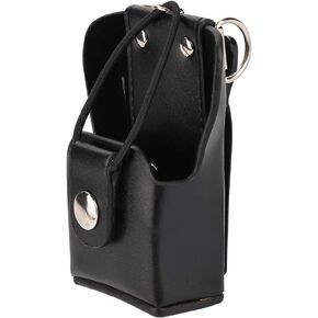 Qiilu Radio Holder Radio Holster Black Leather Leather Case Cover For Motorola Gp328Plus Gp338Plug Gp344 Gp388 Walkie Talkie Radio With Lanyar