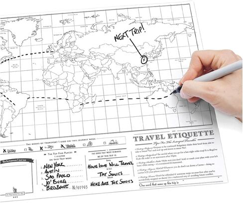 Lucky of London Scratch Off World Map حجم السفر الأصلي | خريطة سفر صغيرة لتتبع الرحلات | فن الخدش وخريطة العالم جدار الفن لديكور المكتب | مجلة السفر البديلة | هدايا السفر | صغير in Kuwait