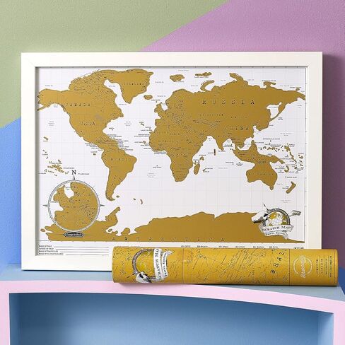 Lucky of London Scratch Off World Map حجم السفر الأصلي | خريطة سفر صغيرة لتتبع الرحلات | فن الخدش وخريطة العالم جدار الفن لديكور المكتب | مجلة السفر البديلة | هدايا السفر | صغير in Kuwait