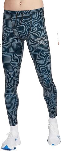 Nike Mens Dri-fit Challenger Sanctuary Running Training Tights M Black/Blue in Saudi Arabia