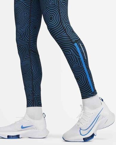Nike Mens Dri-fit Challenger Sanctuary Running Training Tights M Black/Blue in Saudi Arabia