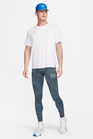 Nike Mens Dri-fit Challenger Sanctuary Running Training Tights M Black/Blue in Saudi Arabia