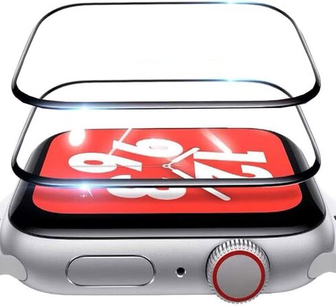 ZPIAR [عبوة من قطعتين واقي شاشة من الزجاج المقسى لسلسلة ساعات Apple 7/8/9 41 مم 45 مم تغطية كاملة للشاشة خالية من الفقاعات ومضادة للخدش ومقاومة للماء فائقة الدقة لسلسلة iWatch 7/8/9 (41 مم، أسود) in Kuwait