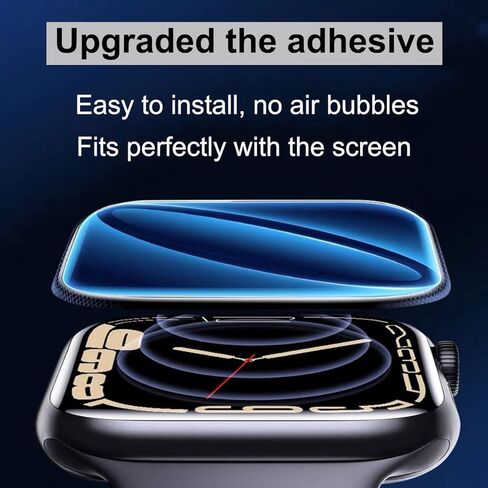 ZPIAR [عبوة من قطعتين واقي شاشة من الزجاج المقسى لسلسلة ساعات Apple 7/8/9 41 مم 45 مم تغطية كاملة للشاشة خالية من الفقاعات ومضادة للخدش ومقاومة للماء فائقة الدقة لسلسلة iWatch 7/8/9 (41 مم، أسود) in Kuwait