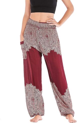 Lu's Chic Women's Boho Pants Harem Hippie Yoga Gypsy Beach Palazzo Indian Pants in Saudi Arabia