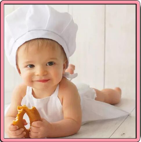 Newborn Baby Photography Prop Apron and Hat Outfit Set Baby Chef Costume for Cooking Baking Painting,Boys 0-6 Months in Kuwait