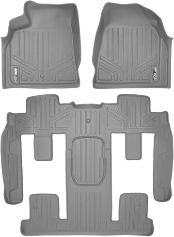 مجموعة سجادة أرضية رمادية من SMARTLINER مكونة من صفين متوافقة مع 2009-2017 Chevy Traverse/08-17 Buick Enclave/2007-2010 Saturn Outlook/2007-2016 GMC Acadia/2017 GMC Acadia Lmtd (نمط الجسم القديم) (مقعد الصف الثاني) in Saudi Arabia
