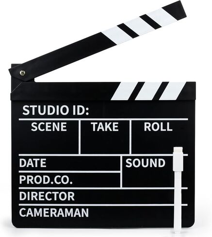 Film Clapper Board, Black & White 10 x 9 inch, Film Slate Clapper, Plastic Director Clap Board, Movie Props for Film Making, Movie Film Clapboard with Erasable Pen, Movie Decor in Kuwait