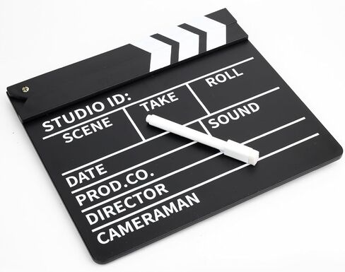 Film Clapper Board, Black & White 10 x 9 inch, Film Slate Clapper, Plastic Director Clap Board, Movie Props for Film Making, Movie Film Clapboard with Erasable Pen, Movie Decor in Kuwait