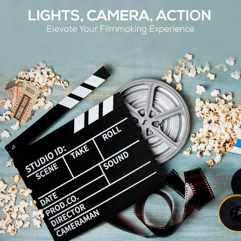 Film Clapper Board, Black & White 10 x 9 inch, Film Slate Clapper, Plastic Director Clap Board, Movie Props for Film Making, Movie Film Clapboard with Erasable Pen, Movie Decor in Kuwait