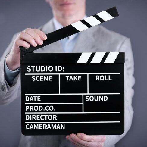 Film Clapper Board, Black & White 10 x 9 inch, Film Slate Clapper, Plastic Director Clap Board, Movie Props for Film Making, Movie Film Clapboard with Erasable Pen, Movie Decor in Kuwait