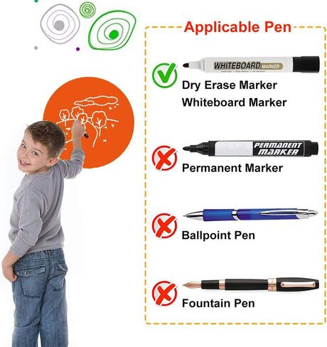 10 Pcs Self-Adhesive 11.8x11.8" Message Board Circular Dry Erase Dots Label Stickers for Child's Room Kindergarten Child's Painting Teaching Blackboard Decals-Chalkboard Contact Paper(Pink) in Saudi Arabia