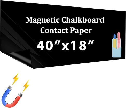 ورق اتصال السبورة المغناطيسية | ملصق جداري للأطفال، للمنزل والمكتب، ورقة سبورة سوداء مقاس 40 × 18 بوصة in Kuwait