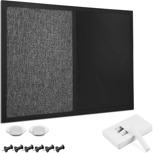 Navaris Combination Chalk and Bulletin Board - 18 x 24 in Magnetic Chalkboard Fabric Combo Pin Board for Wall - Incl. Chalk, Pins, Magnets - Beige in Saudi Arabia