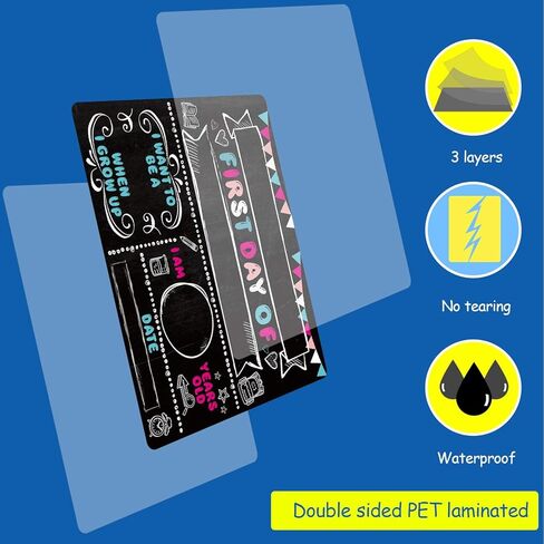 2 Pieces Paper First and Last Day of School Chalkboard Sign Cardboard Back to School Sign for Kids, Back to School Photo Prop Cardboard Double Sided (2 Pieces) in Saudi Arabia