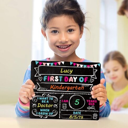 2 Pieces Paper First and Last Day of School Chalkboard Sign Cardboard Back to School Sign for Kids, Back to School Photo Prop Cardboard Double Sided (2 Pieces) in Saudi Arabia