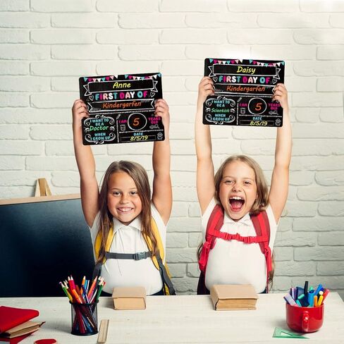 2 Pieces Paper First and Last Day of School Chalkboard Sign Cardboard Back to School Sign for Kids, Back to School Photo Prop Cardboard Double Sided (2 Pieces) in Saudi Arabia