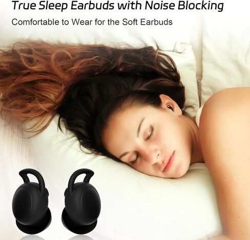 barsone Sleep Earbuds for Side Sleepers, Mini Invisible Wireless Bluetooth 5.3 Ear Buds, Micro Sleep Noise Cancelling Headphones, Hidden Earbuds for Small Ears Sleeping, Working, Exercise (Black) in Kuwait