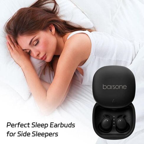 barsone Sleep Earbuds for Side Sleepers, Mini Invisible Wireless Bluetooth 5.3 Ear Buds, Micro Sleep Noise Cancelling Headphones, Hidden Earbuds for Small Ears Sleeping, Working, Exercise (Black) in Kuwait