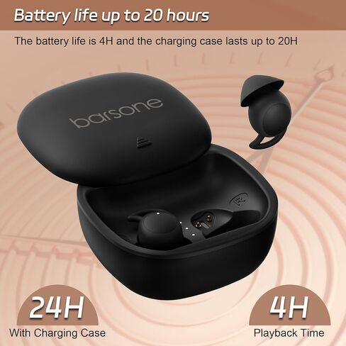 barsone Sleep Earbuds for Side Sleepers, Mini Invisible Wireless Bluetooth 5.3 Ear Buds, Micro Sleep Noise Cancelling Headphones, Hidden Earbuds for Small Ears Sleeping, Working, Exercise (Black) in Kuwait
