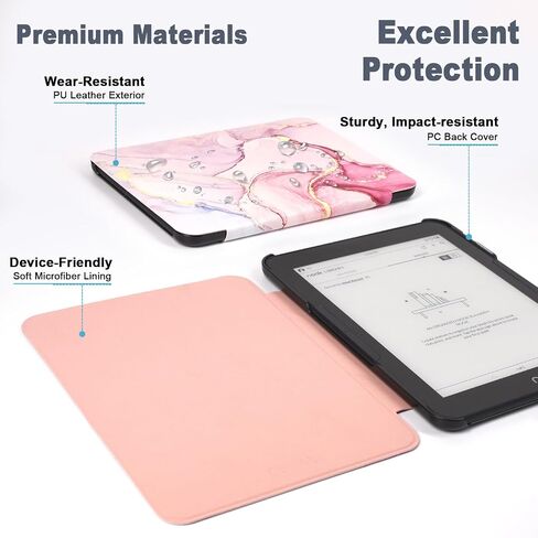 Caweet Case for Nook GlowLight 4 Plus 7.8" 2023 Release, Ultra Lightweight PU Leather Shell Cover with Magnetic Closure, Black in Saudi Arabia
