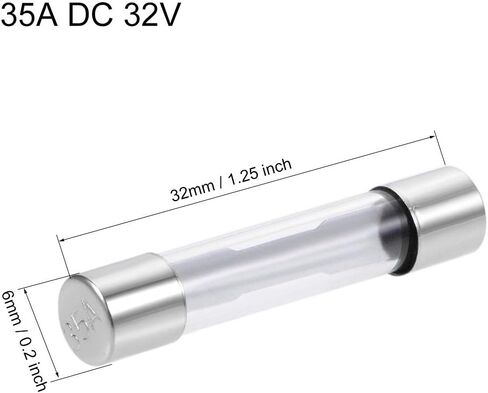 Uxcell الصمامات 35A DC 32V 6x32mm ستيريو إنذار مكبر للصوت الزجاج 5pcs in Saudi Arabia
