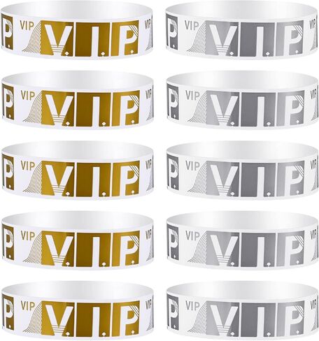 Sibba 200 Count Wrist Bands Wristband Badges Waterproof Paper Bracelets Coloreds Admission Festivals Party Events Arm Hand Labels Indexes Stamps Strap Office School Supplies(Golden/Silver) in Saudi Arabia