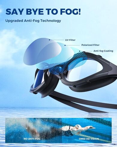 OMID Swim Goggles, Polarized Swimming Goggles, Anti-Fog for Men Women Adult in Kuwait