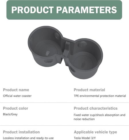 Cup Holder Insert for 2017-2023 Tesla Model 3, 2021-2024 Model Y, Center Console Slot Slip Limit Clip TPE Space Gray in Kuwait
