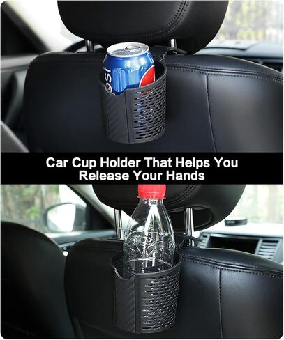 Car Cup Holder, ZIRANSHU 1 Pcs Black Universal Car Headrest Backrest Cup Holder Car Back Seat Auto Storage Hanging Water Bottle Holders Beverage Holders Storage Holders Truck Auto Interior Organize in Saudi Arabia