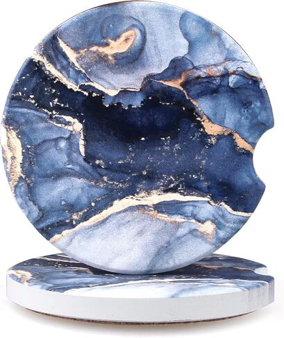 قواعد أكواب حامل أكواب السيارة مكونة من قطعتين من قواعد الأكواب الزرقاء اللطيفة للنساء والرجال، قواعد سيارة من السيراميك الماص مع فتحة إصبع لسهولة الإزالة، قاعدة مشروبات عالمية مضادة للانزلاق in Kuwait