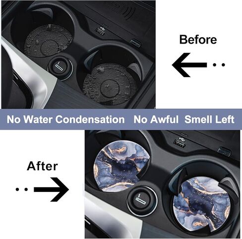 قواعد أكواب حامل أكواب السيارة مكونة من قطعتين من قواعد الأكواب الزرقاء اللطيفة للنساء والرجال، قواعد سيارة من السيراميك الماص مع فتحة إصبع لسهولة الإزالة، قاعدة مشروبات عالمية مضادة للانزلاق in Kuwait