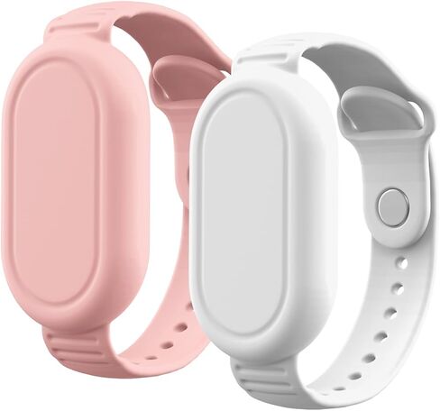 2 حزمة Smart Tag 2 سوار مقاوم للماء، سوار معصم من السيليكون متوافق مع حافظة حامل Samsung Galaxy SmartTag2، Smarttag 2 غطاء كامل لسوار الساعة ملحقات مخفية (أبيض + وردي) in Kuwait