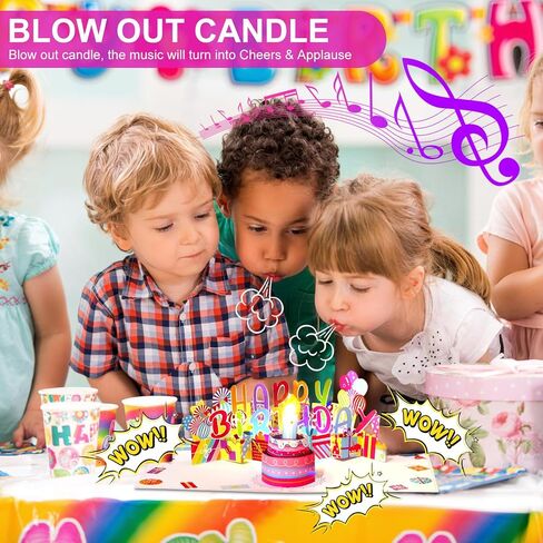Yinqing 1st Birthday Gift Cards, Light and Music Happy Birthday Card, 3D Pop Up Birthday Card with Blowable Candle for Son Daughter Baby Boys Girls in Saudi Arabia