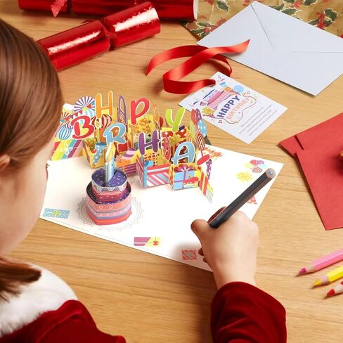 Yinqing 1st Birthday Gift Cards, Light and Music Happy Birthday Card, 3D Pop Up Birthday Card with Blowable Candle for Son Daughter Baby Boys Girls in Saudi Arabia