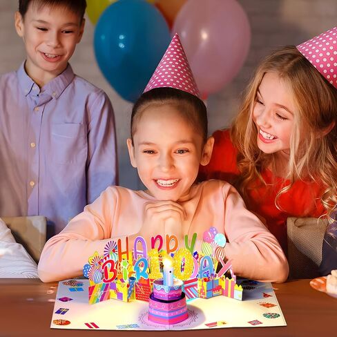 Yinqing 1st Birthday Gift Cards, Light and Music Happy Birthday Card, 3D Pop Up Birthday Card with Blowable Candle for Son Daughter Baby Boys Girls in Saudi Arabia