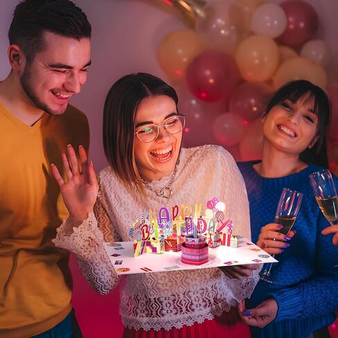 Yinqing 1st Birthday Gift Cards, Light and Music Happy Birthday Card, 3D Pop Up Birthday Card with Blowable Candle for Son Daughter Baby Boys Girls in Saudi Arabia