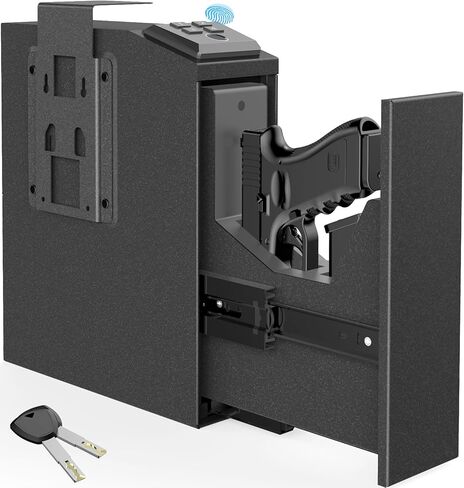 آمن للمسدس البيومتري، آمن للوصول السريع للمسدس مثالي لمنضدة النوم/المكتب/جانب السرير/الجدار/إلخ - رمز PIN والمفتاح in Kuwait