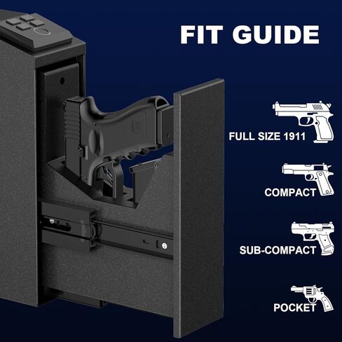 آمن للمسدس البيومتري، آمن للوصول السريع للمسدس مثالي لمنضدة النوم/المكتب/جانب السرير/الجدار/إلخ - رمز PIN والمفتاح in Kuwait