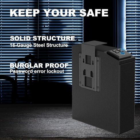 آمن للمسدس البيومتري، آمن للوصول السريع للمسدس مثالي لمنضدة النوم/المكتب/جانب السرير/الجدار/إلخ - رمز PIN والمفتاح in Kuwait