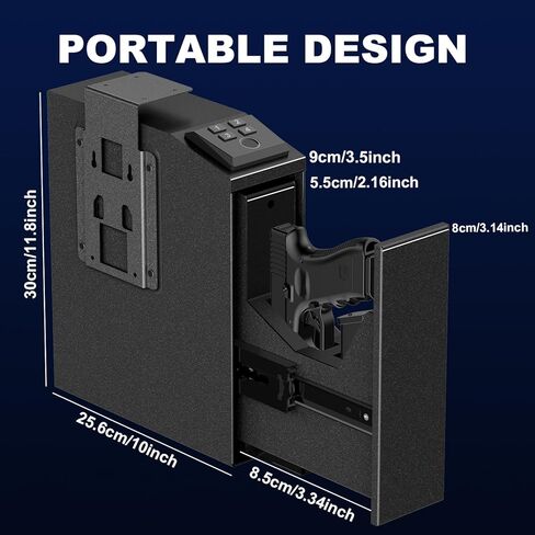 آمن للمسدس البيومتري، آمن للوصول السريع للمسدس مثالي لمنضدة النوم/المكتب/جانب السرير/الجدار/إلخ - رمز PIN والمفتاح in Kuwait